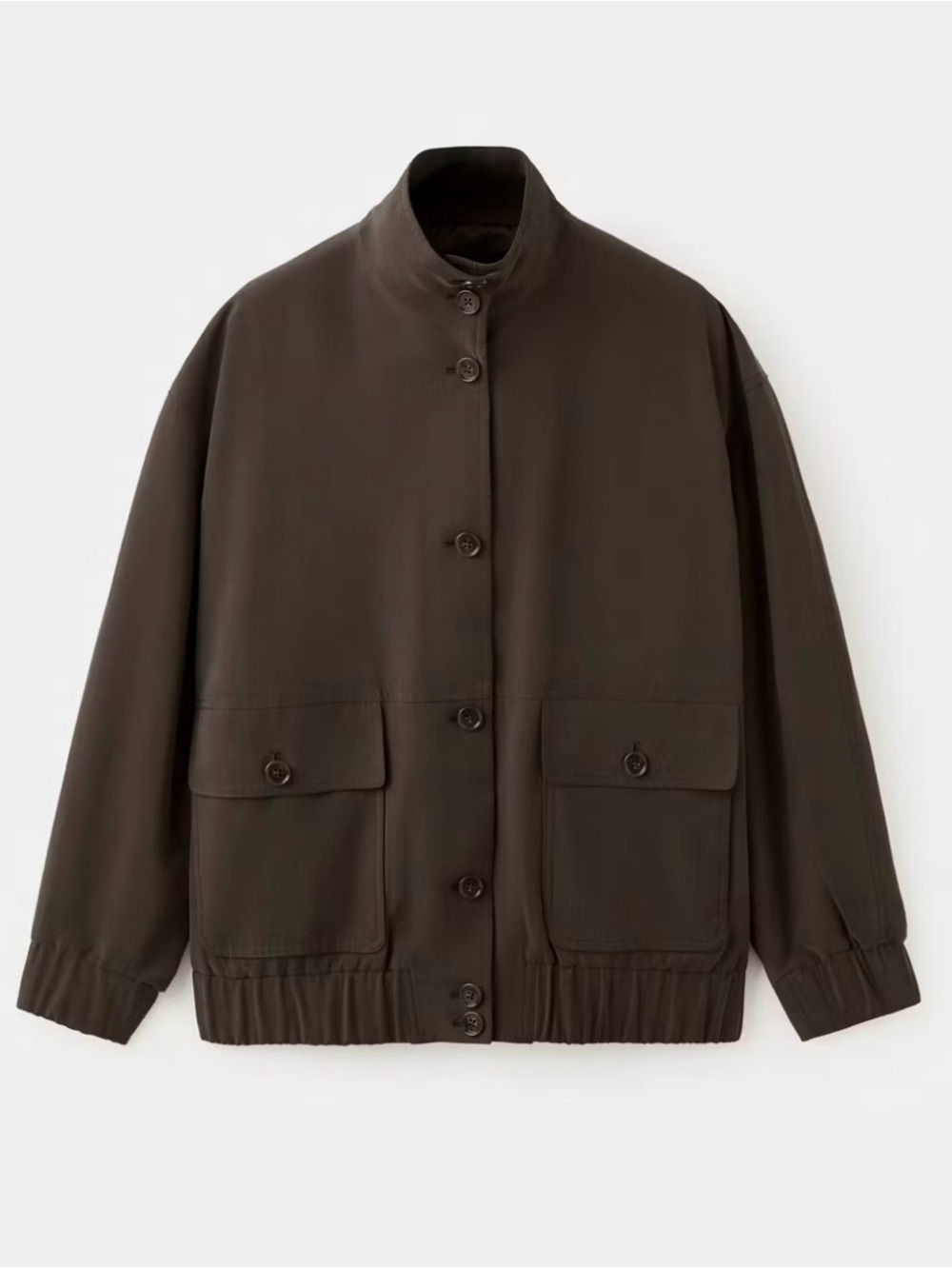Mango Women's Dark Brown Lightweight Stand-Collar Shirt Jacket